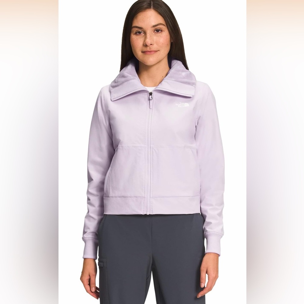 THE NORTH FACE Women's Shelbe Raschel Bomber Lavender Fog Large Windwall Fleece